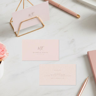 Luxury Minimal Monogram Blush Pink Rose Chic Business Card