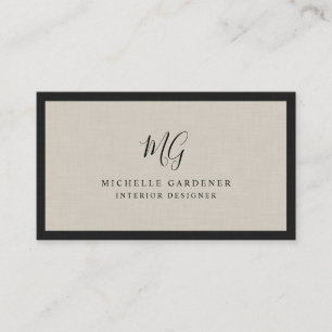 Luxury Minimal Monogram Linen Business Card