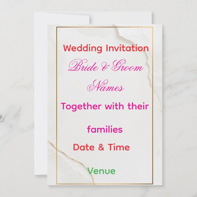 Luxury Minimal Wedding Invitation 7x5 – Editable E (Front)