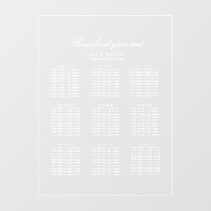 Luxury Minimalist Clear Seating Chart White text