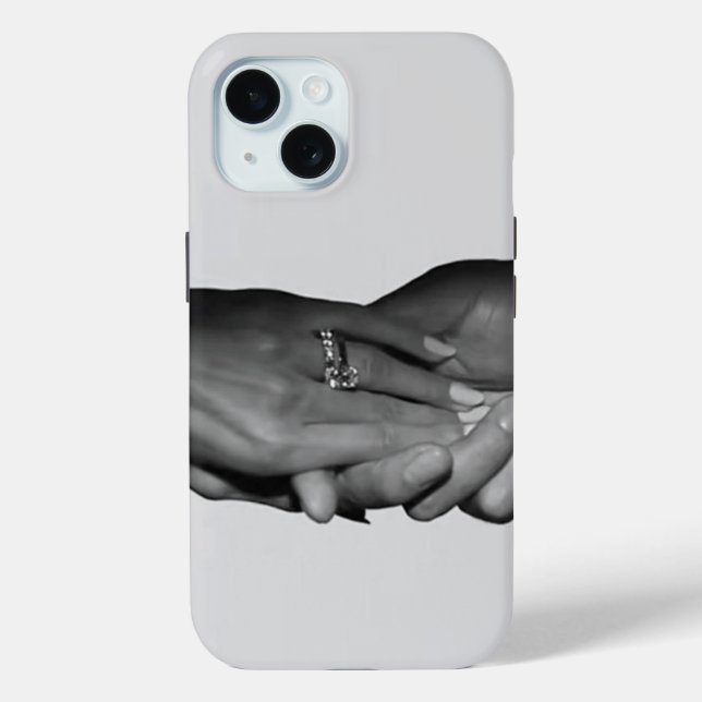 Luxury Minimalist Couple Ring Hands iPhone 15 Case (Back)