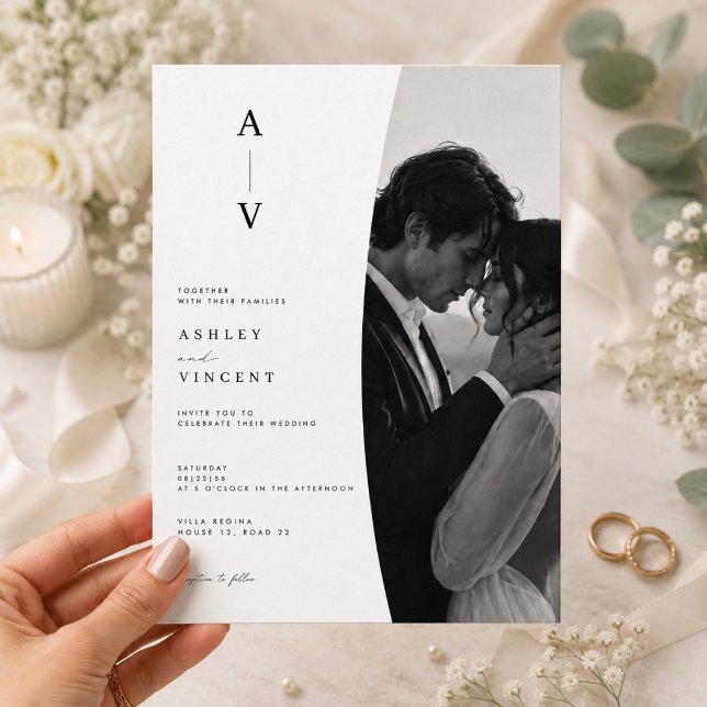 Luxury Minimalist Monogram Wedding Invitation. Invitation (Creator Uploaded)