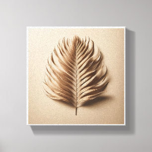 Luxury Minimalist Palm Frond Art - Elegant Beige 3 Canvas Print