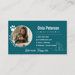 Luxury Minimalist Pet Sitter Cusotmizable Business Card