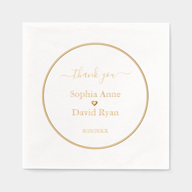 Luxury Minimalist Wedding Foil Stamped Napkins (Front)