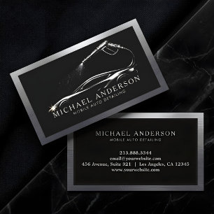 Luxury Mobile Car Detailing Silver Auto Detailing  Business Card