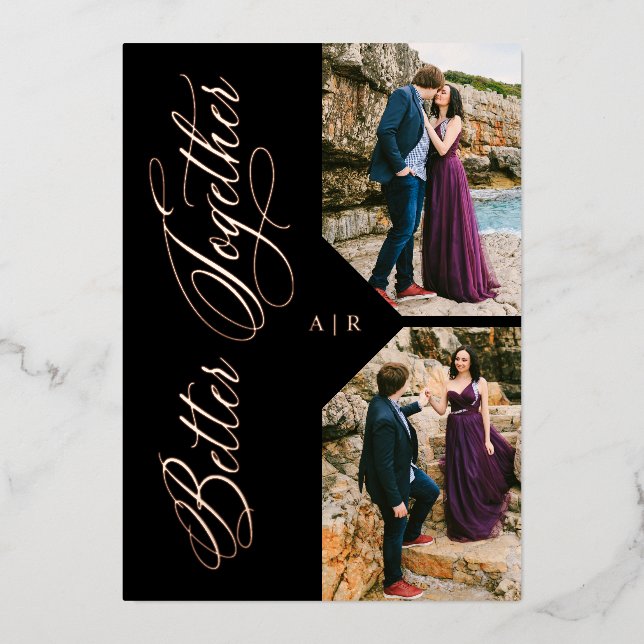 Luxury Modern 2 Photos Collage Rose Gold Whimsical (Front)