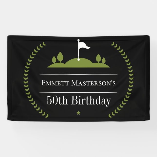 Luxury Modern 50th Birthday Golfer Party Golf Banner (Horizontal)