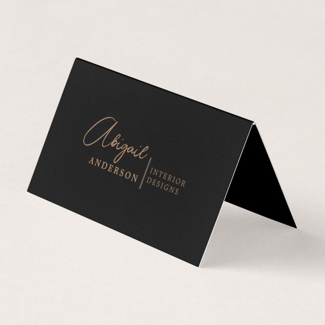 Luxury Modern Black and Gold Brown professional Business Card (Front)