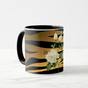 Luxury Modern Black Gold Rose Tigar Mug