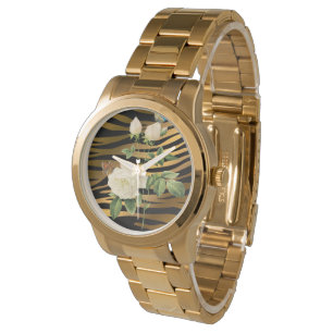 Luxury Modern Black Gold Rose Tigar Watch