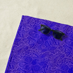 Luxury Modern Blue Natural Floral Butterfly Beach Towel