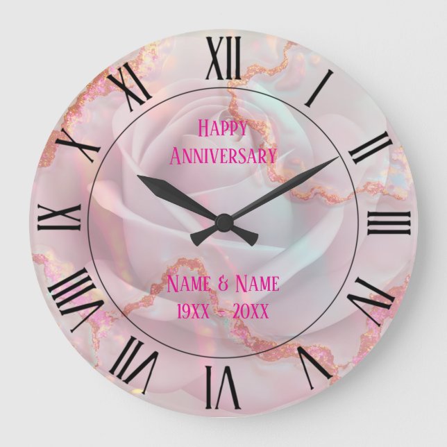 Luxury Modern Blush Pink Soft Mint Gold Collection Large Clock (Front)
