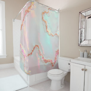 Luxury Modern Blush Pink Soft Mint Gold Collection Shower Curtain