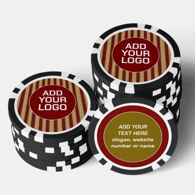Luxury Modern Burgundy Gold Linen Collection Poker Chips (Stack)