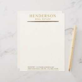 Luxury Modern Chic Gold & Mahogany Design (8.5x11) Custom Letterhead