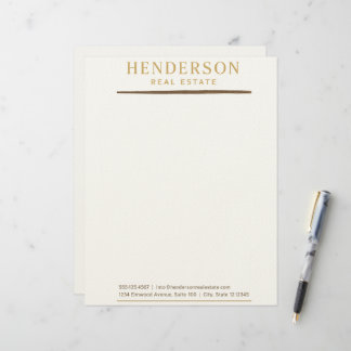 Luxury Modern Chic Gold & Mahogany Design (8.5x11) Custom Letterhead