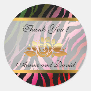 Luxury Modern Colourful Tiger Add Your Text Classic Round Sticker