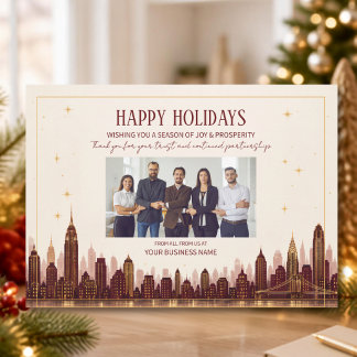 Luxury Modern Corporate Photo Logo Holiday Card