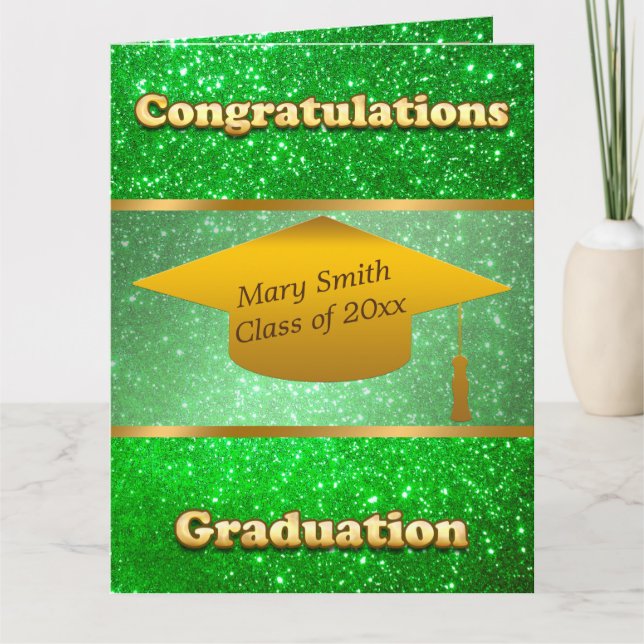 Luxury Modern Customise Green Glitter Card (Front)
