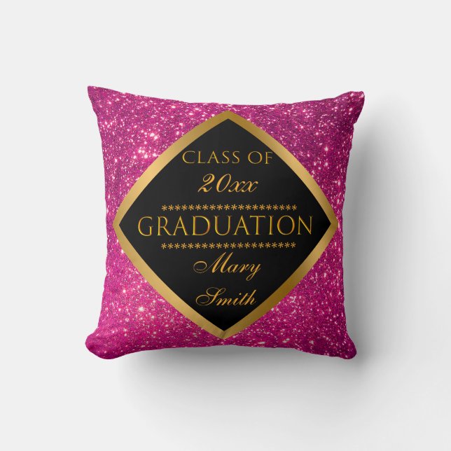 Luxury Modern Customise Pink Glitter Cushion (Front)