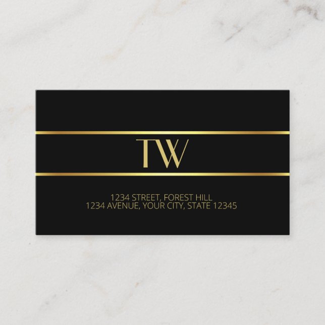 Luxury Modern Elegant Gold Monogrammed Card (Front)