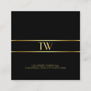 Luxury Modern Elegant Gold Monogrammed Square Business Card