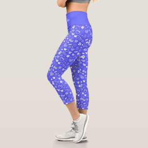 Luxury Modern Elegant Love Blue Heart Capri Leggings