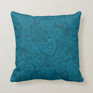 Luxury Modern Elegant Love Blue Heart Cushion