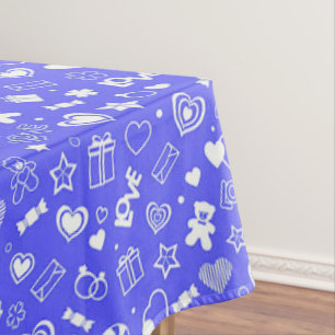 Luxury Modern Elegant Love Blue Heart Tablecloth