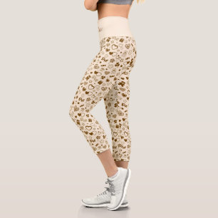 Luxury Modern Elegant Love Gold Heart Capri Leggings
