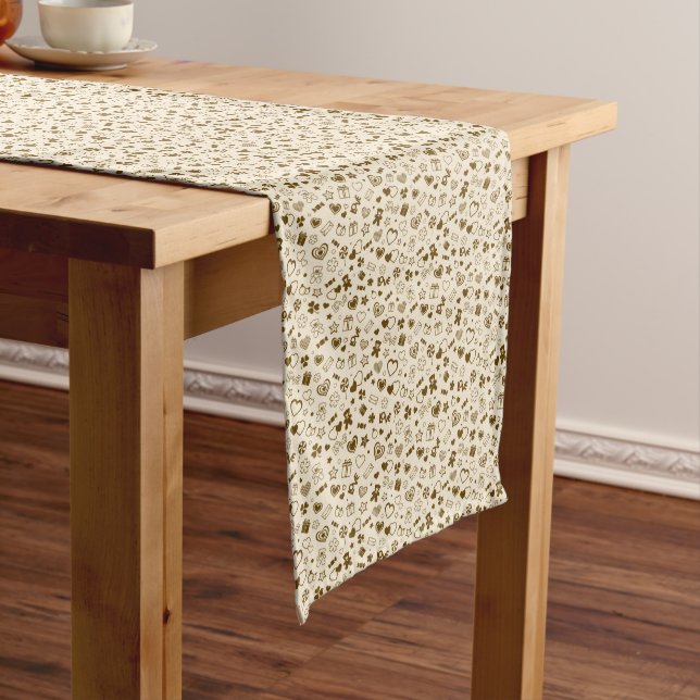 Luxury Modern Elegant Love Gold Heart Long Table Runner (In Situ)