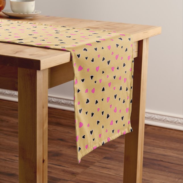 Luxury Modern Elegant Love Gold Heart Long Table Runner (In Situ)