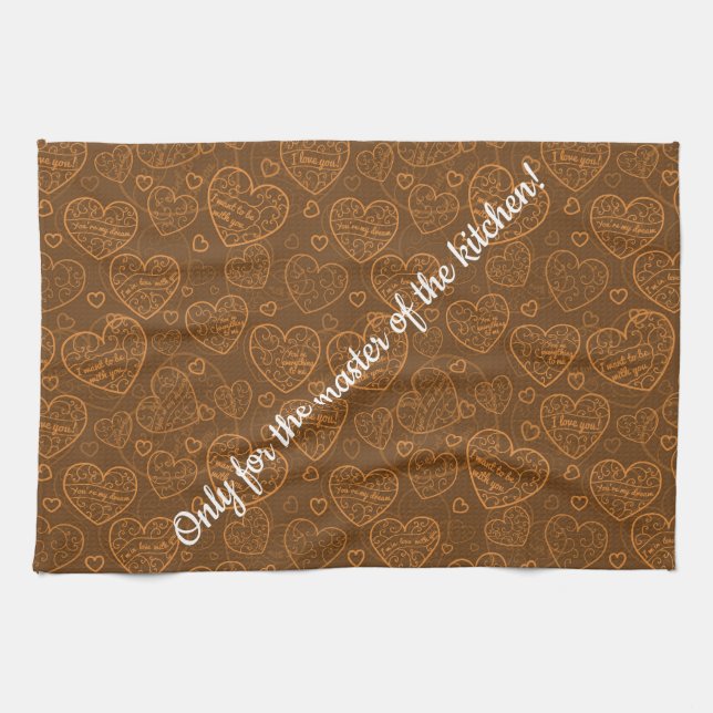 Luxury Modern Elegant Love Gold Heart Tea Towel (Horizontal)