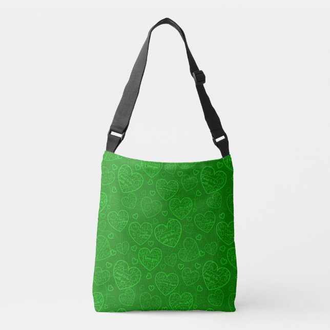 Luxury Modern Elegant Love Green Heart Crossbody Bag (Front)