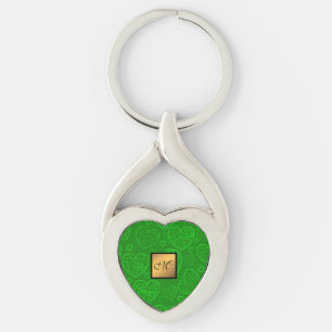 Luxury Modern Elegant Love Green Heart Key Ring
