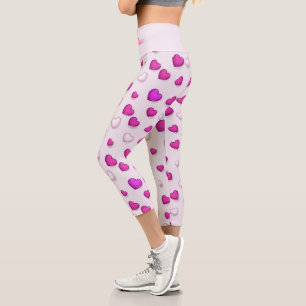 Luxury Modern Elegant Love Pink Heart Capri Leggings