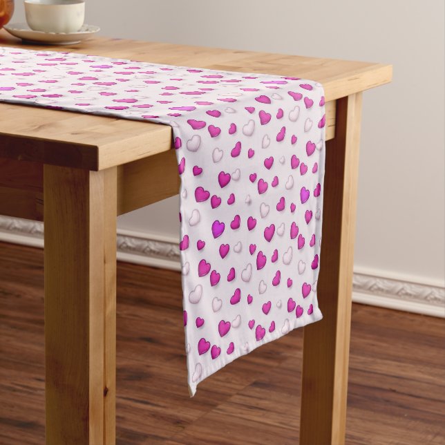 Luxury Modern Elegant Love Pink Heart Long Table Runner (In Situ)