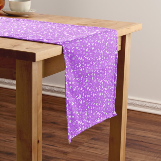 Luxury Modern Elegant Love Purple Heart Long Table Runner (In Situ)