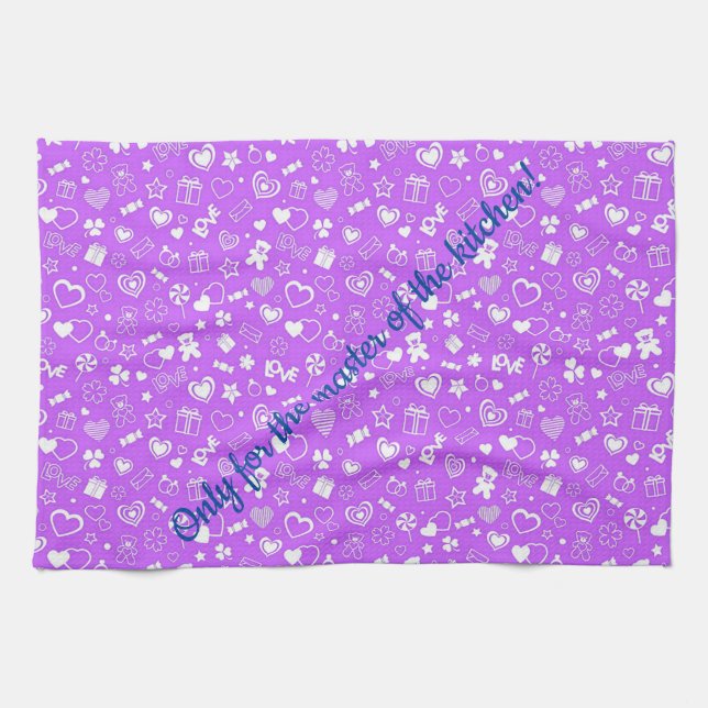 Luxury Modern Elegant Love Purple Heart Tea Towel (Horizontal)