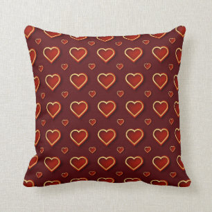 Luxury Modern Elegant Love Red Gold Heart Cushion