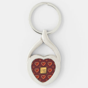 Luxury Modern Elegant Love Red Gold Heart Key Ring