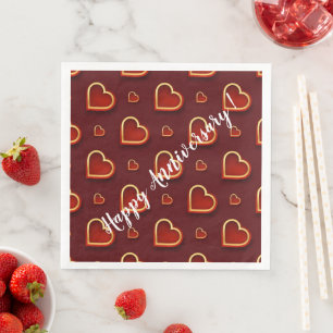 Luxury Modern Elegant Love Red Gold Heart Napkin