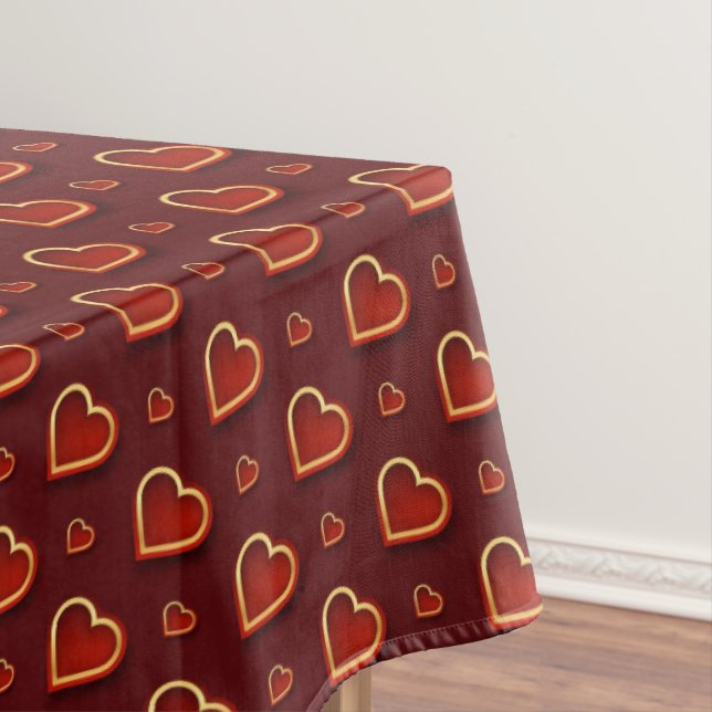 Luxury Modern Elegant Love Red Gold Heart Tablecloth (In Situ)