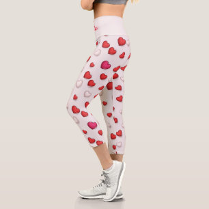 Luxury Modern Elegant Love Red Heart Capri Leggings