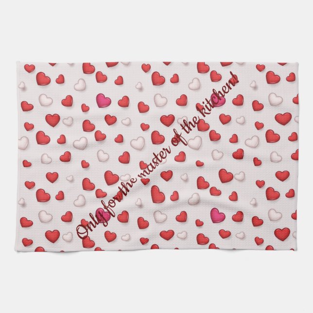 Luxury Modern Elegant Love Red Heart Tea Towel (Horizontal)