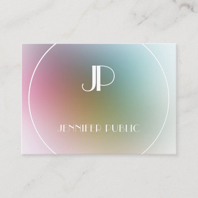 Luxury Modern Elegant Monogram Colourful Template Business Card (Front)