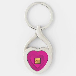 Luxury Modern Elegant Pink Heart Key Ring