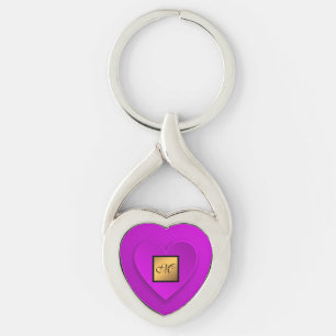 Luxury Modern Elegant Purple Heart Key Ring