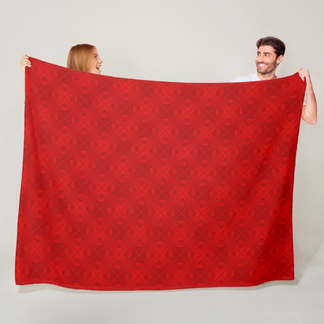 Luxury Modern Elegant Red Heart Fleece Blanket (In Situ)